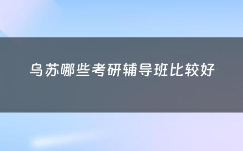 乌苏哪些考研辅导班比较好