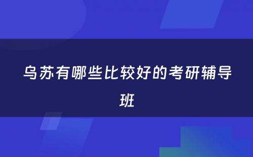 乌苏有哪些比较好的考研辅导班