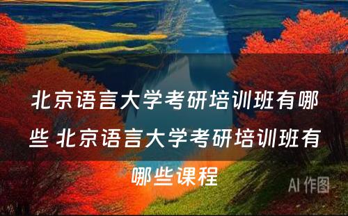 北京语言大学考研培训班有哪些 北京语言大学考研培训班有哪些课程