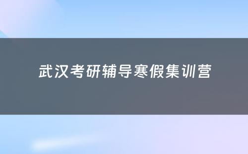 武汉考研辅导寒假集训营