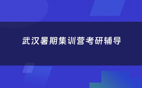 武汉暑期集训营考研辅导