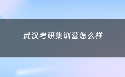 武汉考研集训营怎么样