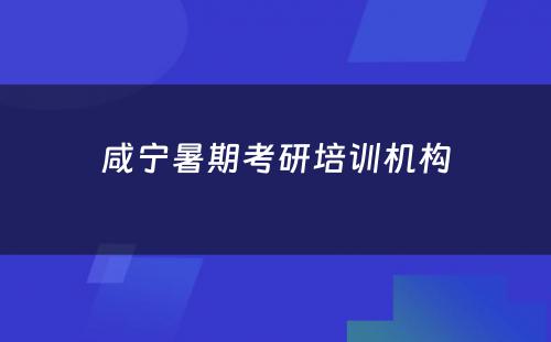 咸宁暑期考研培训机构