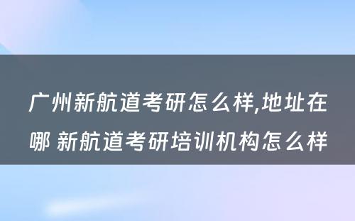 广州新航道考研怎么样,地址在哪 新航道考研培训机构怎么样