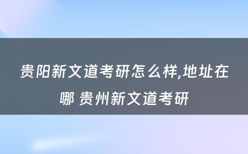 贵阳新文道考研怎么样,地址在哪 贵州新文道考研