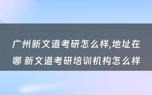 广州新文道考研怎么样,地址在哪 新文道考研培训机构怎么样