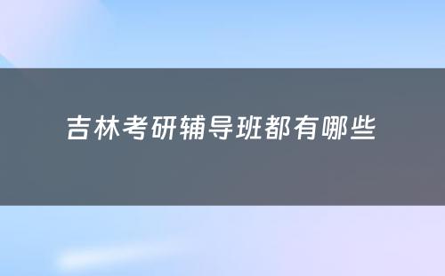 吉林考研辅导班都有哪些 