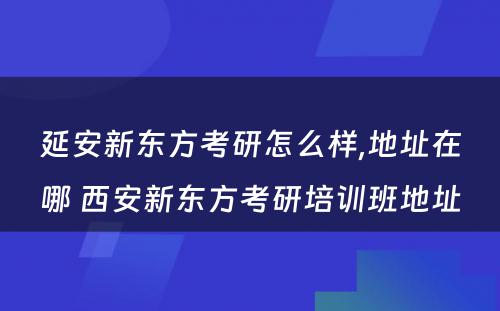 延安新东方考研怎么样,地址在哪 西安新东方考研培训班地址