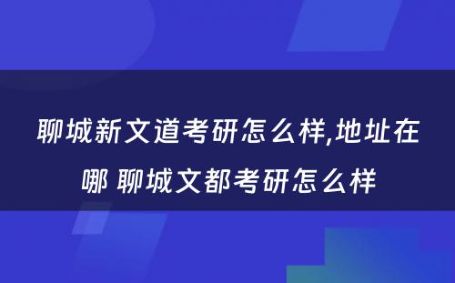 聊城新文道考研怎么样,地址在哪 聊城文都考研怎么样