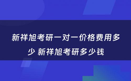 新祥旭考研一对一价格费用多少 新祥旭考研多少钱