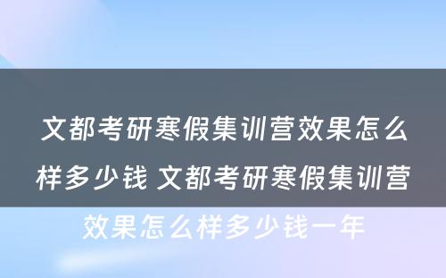 文都考研寒假集训营效果怎么样多少钱 文都考研寒假集训营效果怎么样多少钱一年