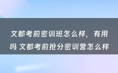 文都考前密训班怎么样，有用吗 文都考前抢分密训营怎么样