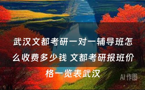 武汉文都考研一对一辅导班怎么收费多少钱 文都考研报班价格一览表武汉