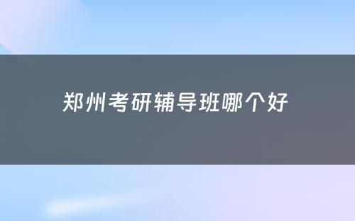 郑州考研辅导班哪个好 