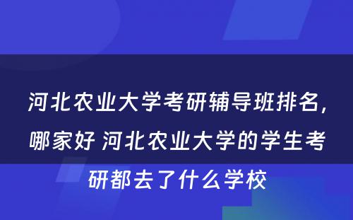 河北农业大学考研辅导班排名，哪家好 河北农业大学的学生考研都去了什么学校