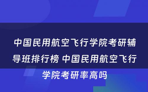 中国民用航空飞行学院考研辅导班排行榜 中国民用航空飞行学院考研率高吗