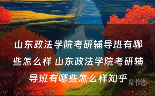 山东政法学院考研辅导班有哪些怎么样 山东政法学院考研辅导班有哪些怎么样知乎