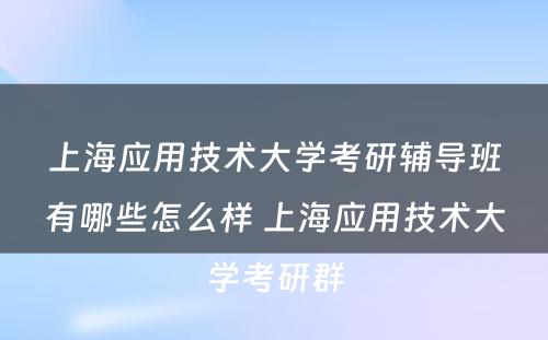 上海应用技术大学考研辅导班有哪些怎么样 上海应用技术大学考研群