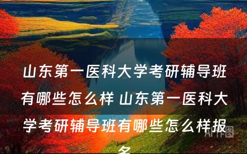 山东第一医科大学考研辅导班有哪些怎么样 山东第一医科大学考研辅导班有哪些怎么样报名