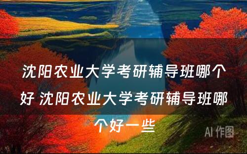 沈阳农业大学考研辅导班哪个好 沈阳农业大学考研辅导班哪个好一些