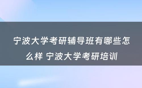 宁波大学考研辅导班有哪些怎么样 宁波大学考研培训