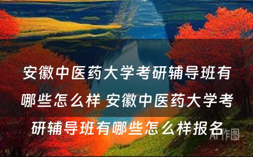 安徽中医药大学考研辅导班有哪些怎么样 安徽中医药大学考研辅导班有哪些怎么样报名