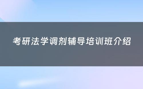 考研法学调剂辅导培训班介绍