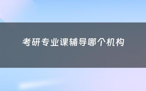 考研专业课辅导哪个机构