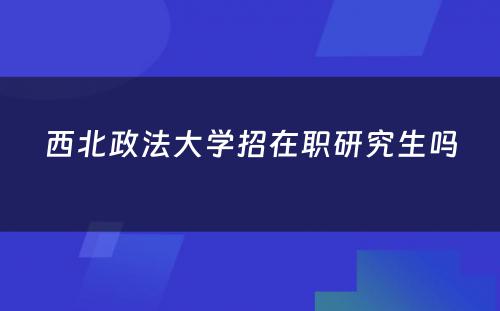 西北政法大学招在职研究生吗