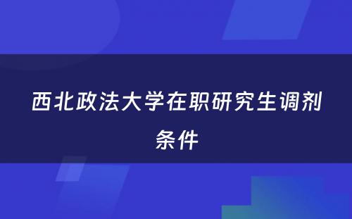 西北政法大学在职研究生调剂条件