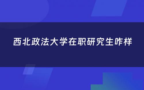 西北政法大学在职研究生咋样