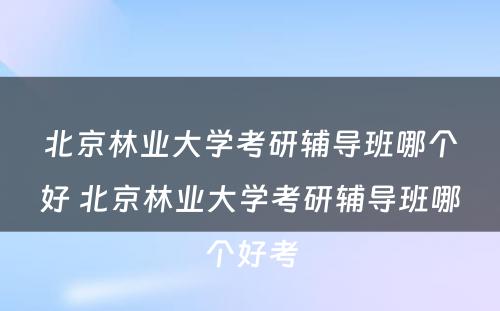 北京林业大学考研辅导班哪个好 北京林业大学考研辅导班哪个好考