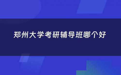 郑州大学考研辅导班哪个好 