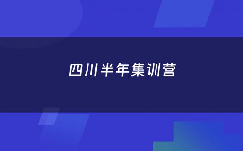 四川半年集训营