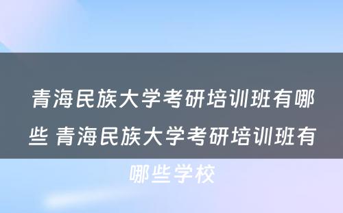 青海民族大学考研培训班有哪些 青海民族大学考研培训班有哪些学校