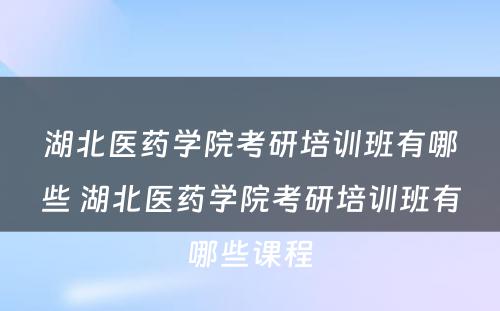 湖北医药学院考研培训班有哪些 湖北医药学院考研培训班有哪些课程