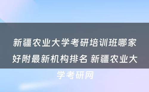 新疆农业大学考研培训班哪家好附最新机构排名 新疆农业大学考研网