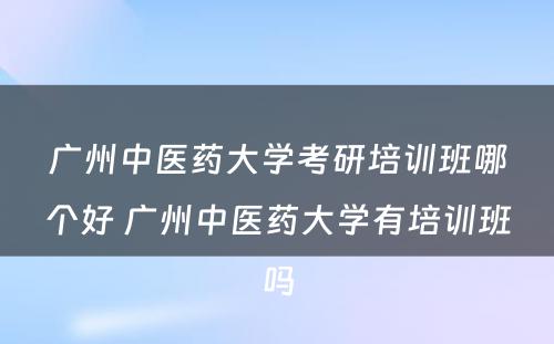 广州中医药大学考研培训班哪个好 广州中医药大学有培训班吗