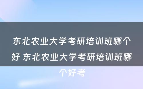 东北农业大学考研培训班哪个好 东北农业大学考研培训班哪个好考