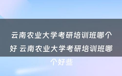 云南农业大学考研培训班哪个好 云南农业大学考研培训班哪个好些