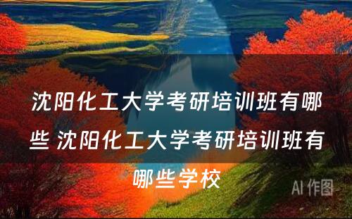 沈阳化工大学考研培训班有哪些 沈阳化工大学考研培训班有哪些学校