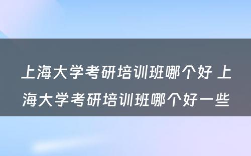 上海大学考研培训班哪个好 上海大学考研培训班哪个好一些