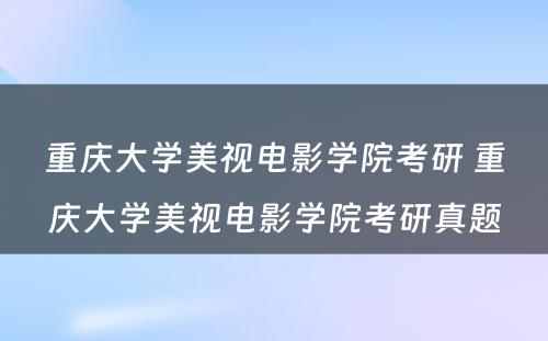 重庆大学美视电影学院考研 重庆大学美视电影学院考研真题