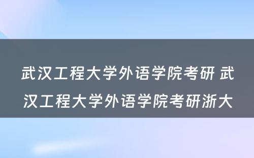 武汉工程大学外语学院考研 武汉工程大学外语学院考研浙大