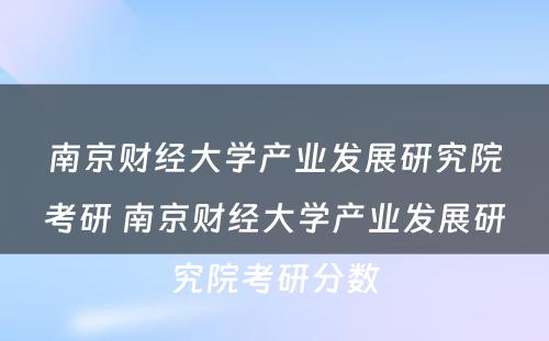 南京财经大学产业发展研究院考研 南京财经大学产业发展研究院考研分数