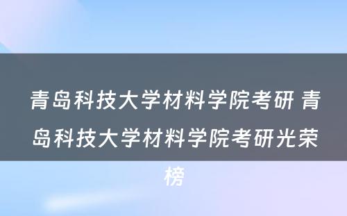 青岛科技大学材料学院考研 青岛科技大学材料学院考研光荣榜