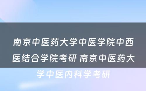 南京中医药大学中医学院中西医结合学院考研 南京中医药大学中医内科学考研