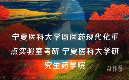 宁夏医科大学回医药现代化重点实验室考研 宁夏医科大学研究生药学院