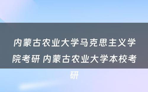 内蒙古农业大学马克思主义学院考研 内蒙古农业大学本校考研