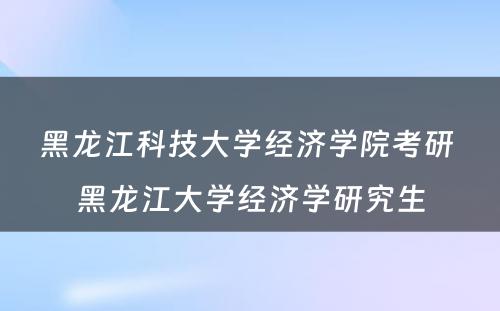 黑龙江科技大学经济学院考研 黑龙江大学经济学研究生